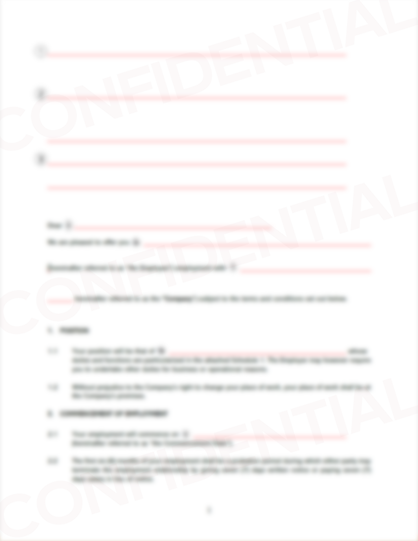 Permanent Employment Agreement template - Legal document for employer and employee rights